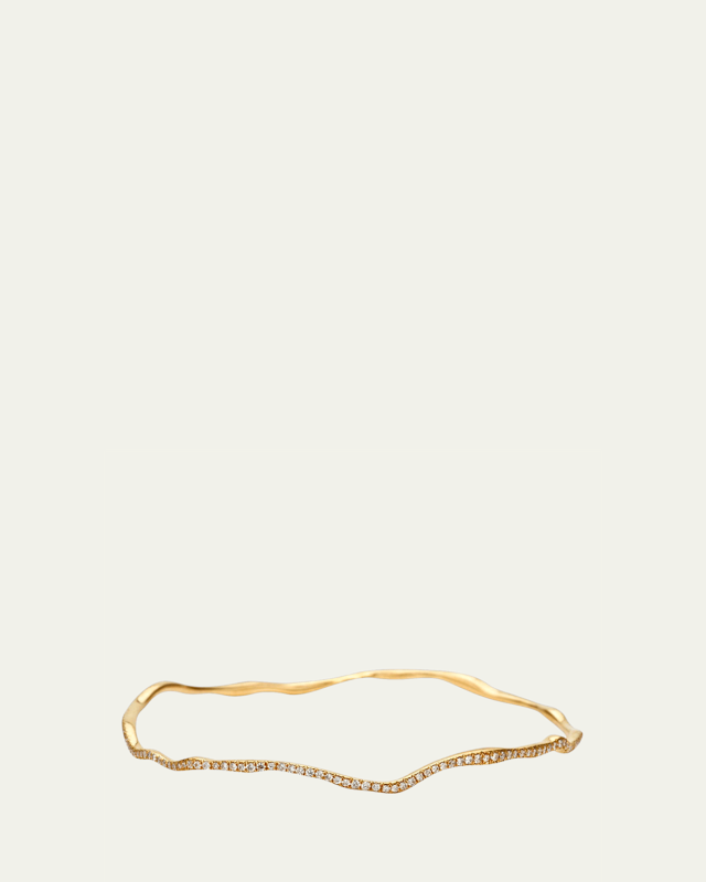 Drizzle Thin Wavy Pave Diamond Gold Bangle
